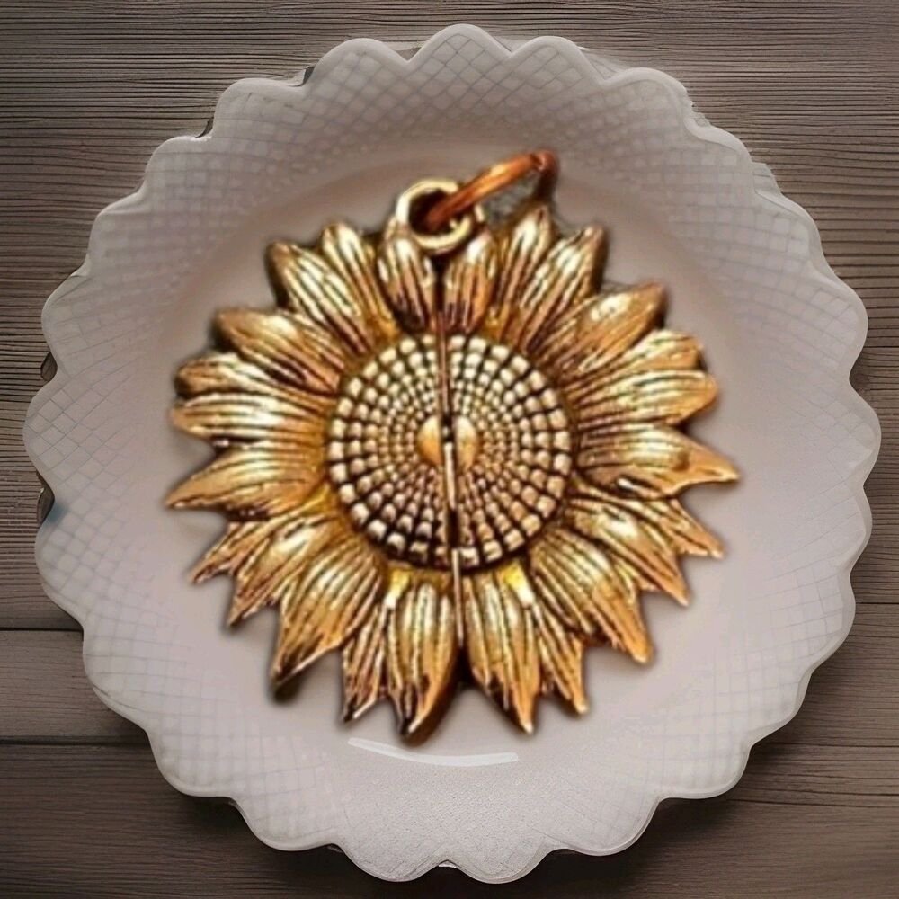 Gold Tone Sunflower Pendant With You Are My Sunshine Hidden Inside - Picture 4 of 4